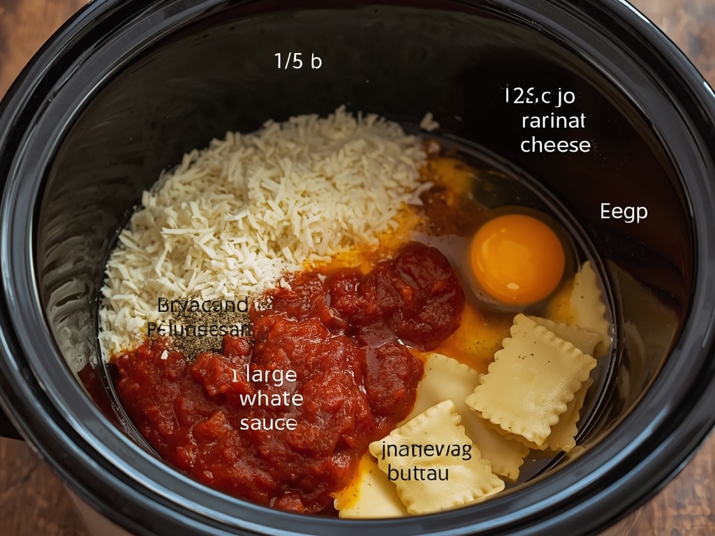 crockpot ravioli lasagna - Process or ingredients