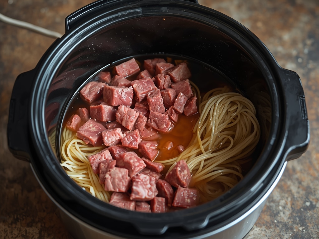 slow cooker beef ramen noodles 2 - Process or ingredients