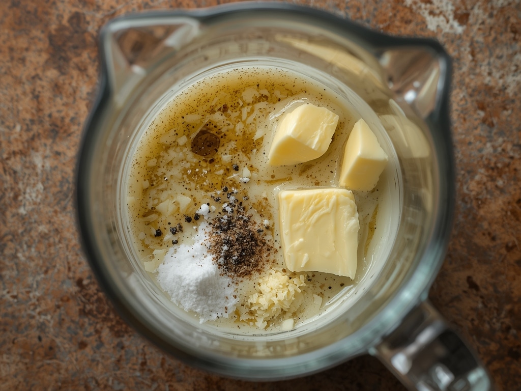 garlic butter steak parmesan cream sauce - Process or ingredients