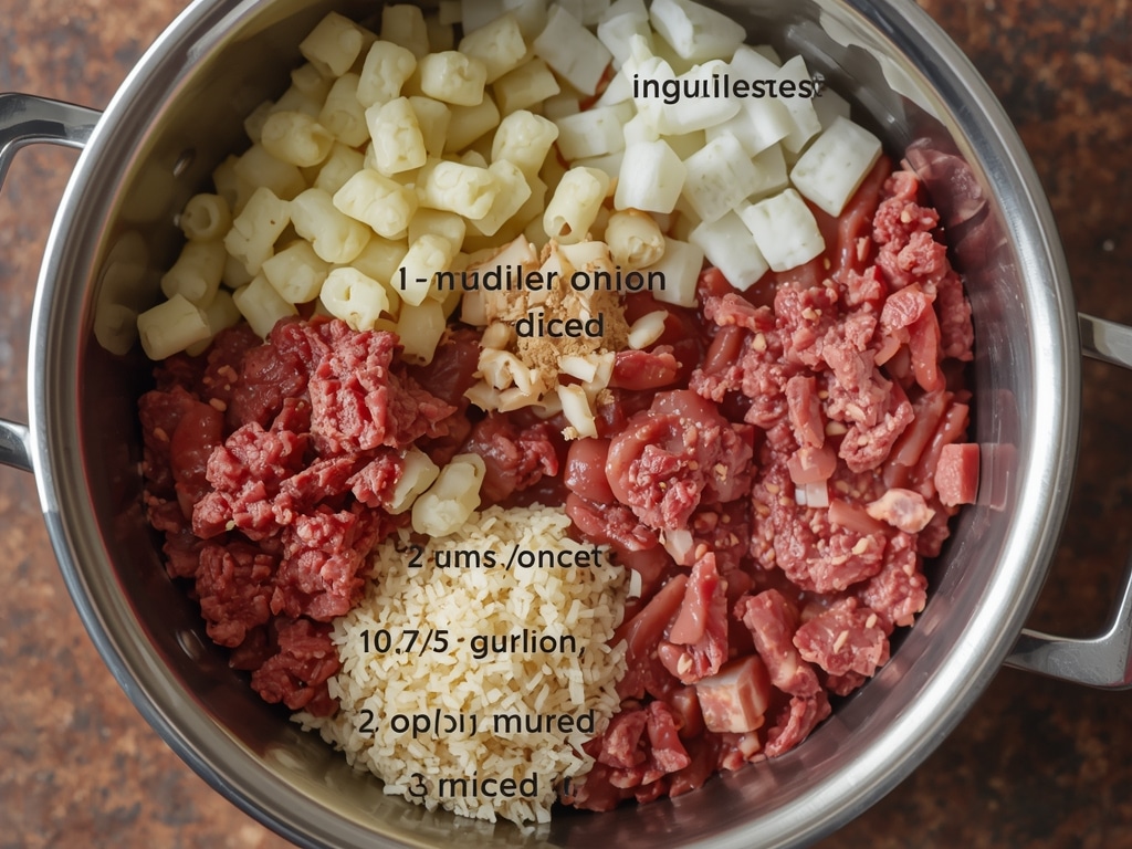 tater tot casserole with ground beef - Process or ingredients