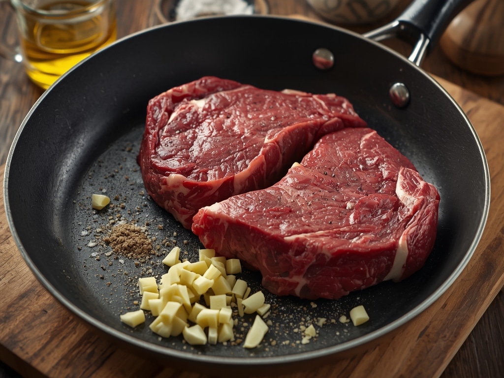 sizzling cowboy butter steak recipe - Process or ingredients