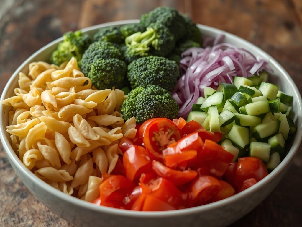 festive christmas pasta salad - Process or ingredients