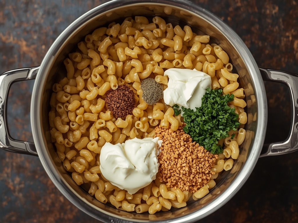 guy fieris rockin macaroni salad - Process or ingredients