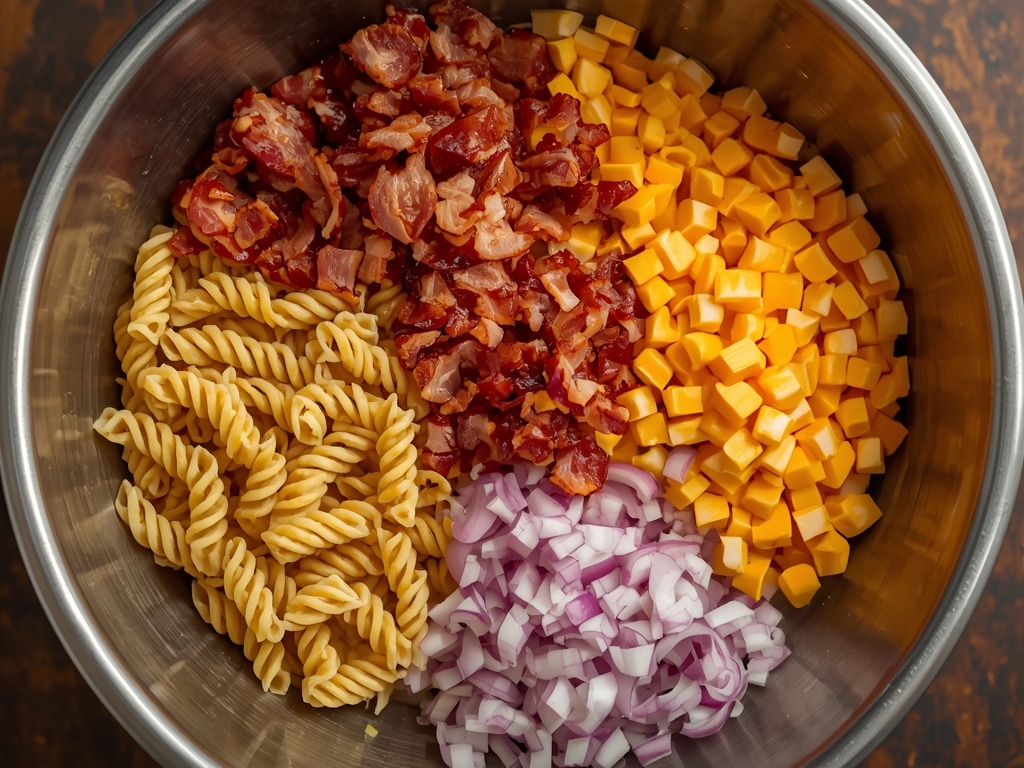 savory cowboy pasta salad - Process or ingredients