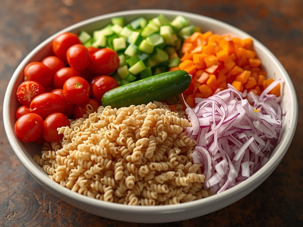 easy healthy pasta salad recipes - Process or ingredients