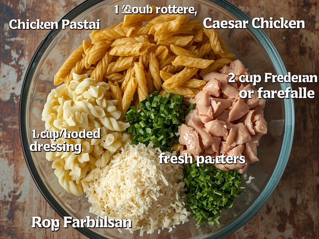 chicken caesar pasta salad - Process or ingredients