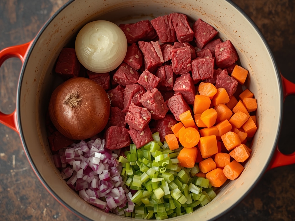 chunky beef stew bread bowl - Process or ingredients