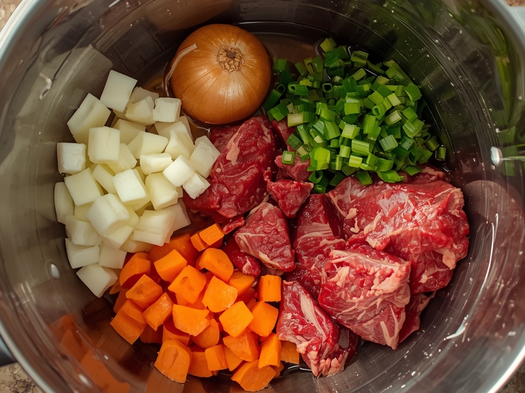 irresistible beef stew with dumplings - Process or ingredients