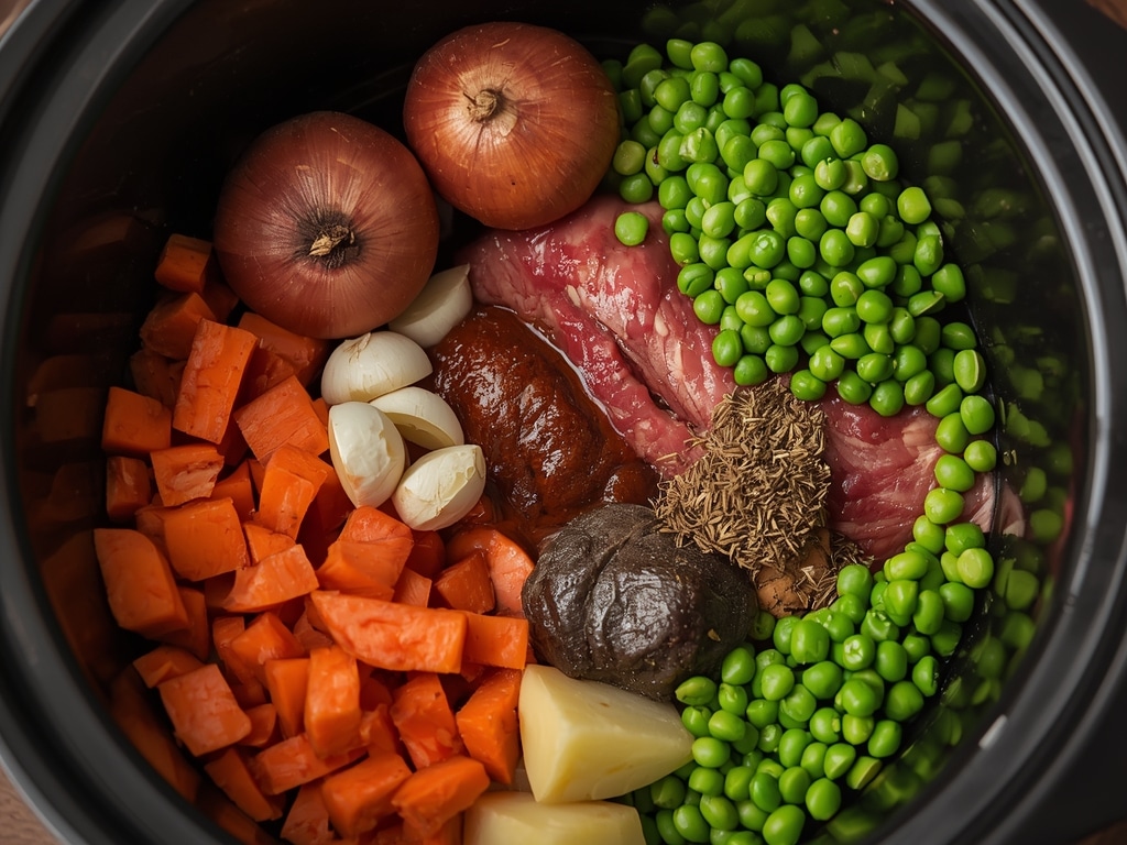 hearty slow cooker beef stew - Process or ingredients