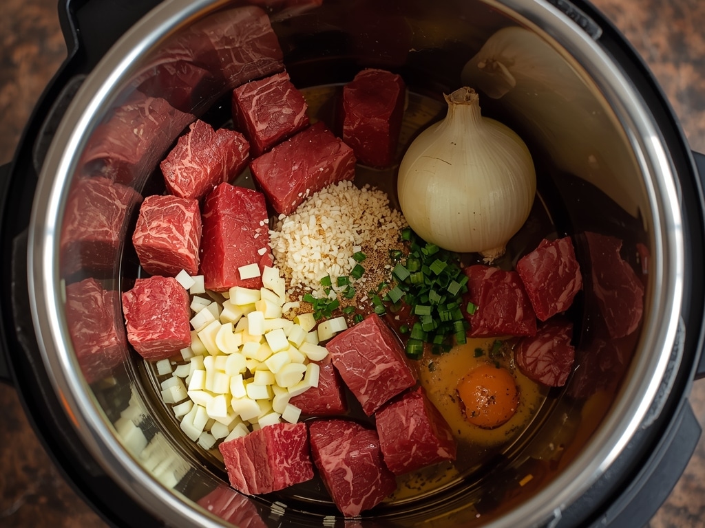 quick instant pot beef stew - Process or ingredients