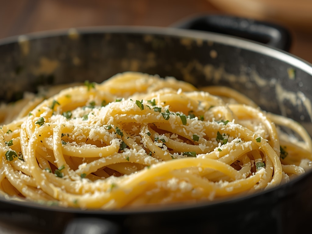 cheesy garlic parmesan spaghetti - Detail or variation