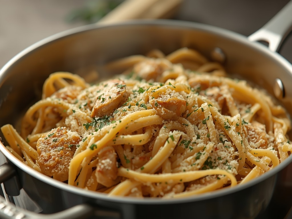 healthy garlic parmesan chicken pasta - Detail or variation