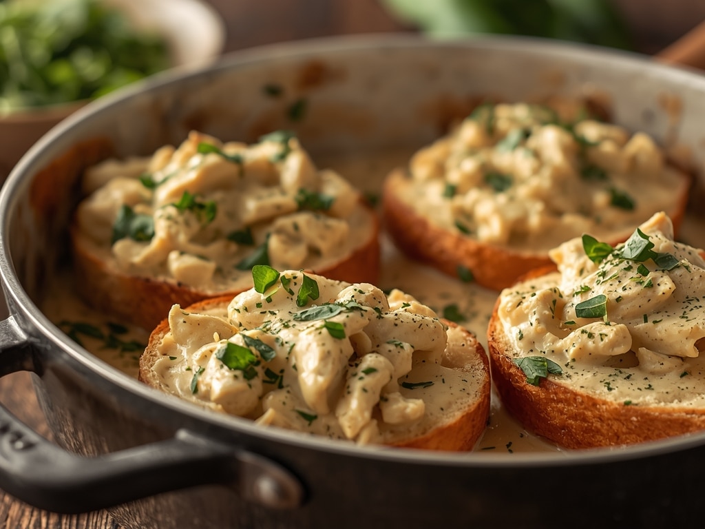 chicken alfredo garlic bread bowls - Detail or variation