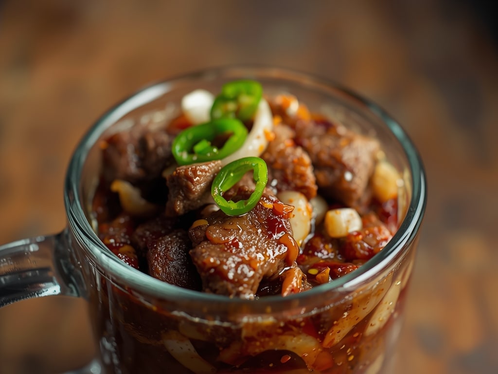 sizzling chinese pepper steak with onions - Detail or variation