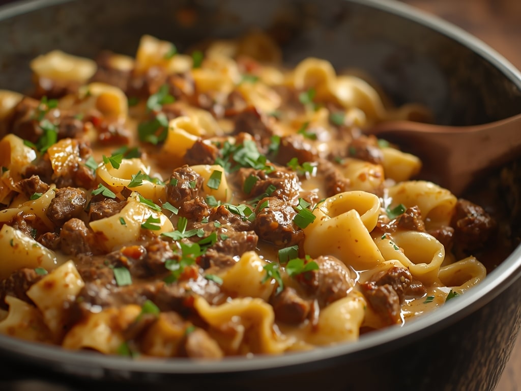 sour cream beef noodle casserole - Detail or variation