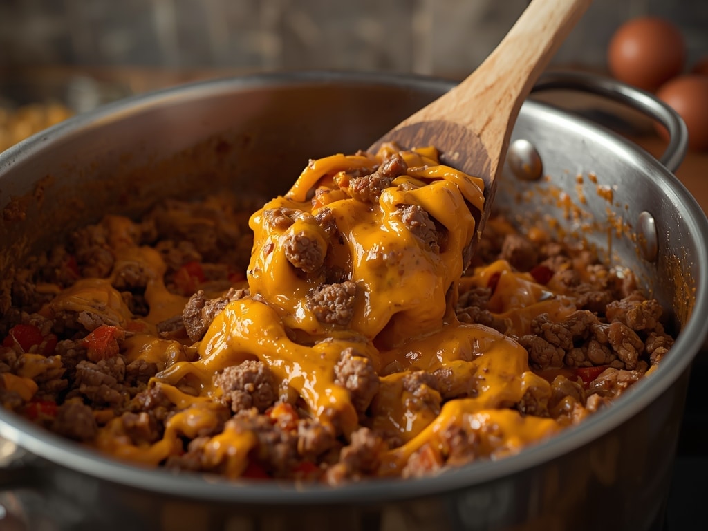 ultimate cheesy ground beef melt - Detail or variation