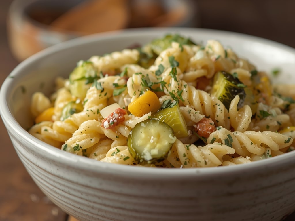 Simple Dill Pickle Pasta Salad: The *BEST* Easy Recipe! 1 simple dill pickle pasta salad - Detail or variation