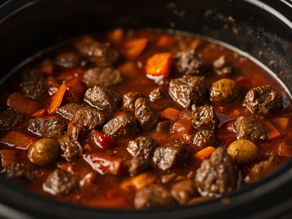 hearty slow cooker beef stew - Detail or variation